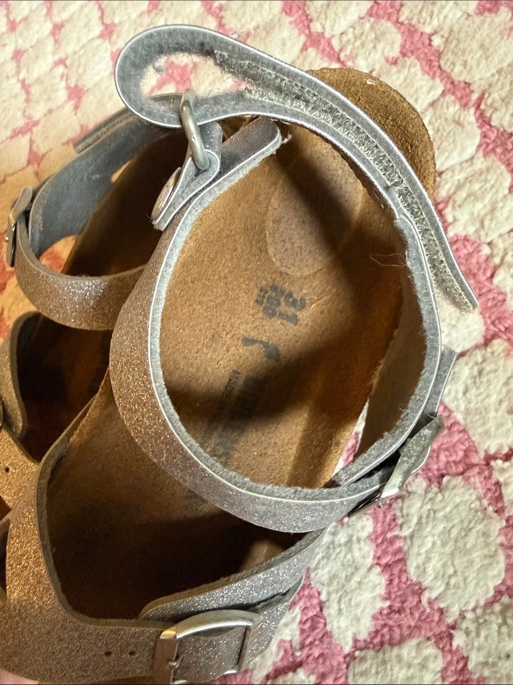Birkenstock Kids Glitter Buckle Sandals - Silver Sparkle